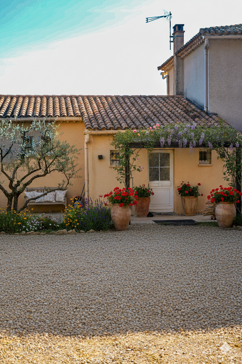 Façade et jardin fleuri